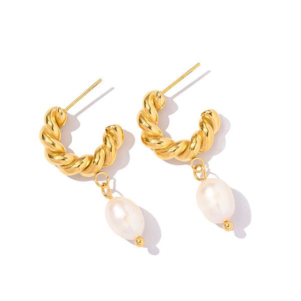 Goldene Ohrringe mit Perlen | Entwined Perlen Ohrringe