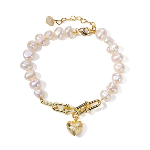 Perlenarmband mit Herz | Moana´s Heart Armband gebürstet | Gold - Celestia